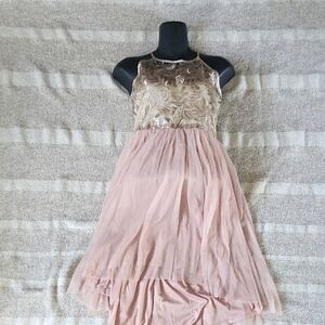Elegant Pink and Gold Kids Dress